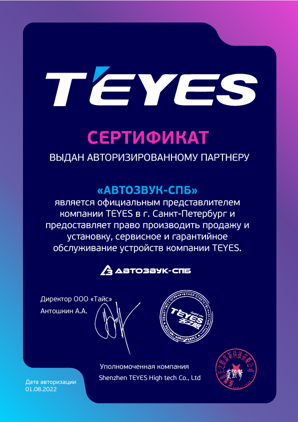 Сертификат Teyes